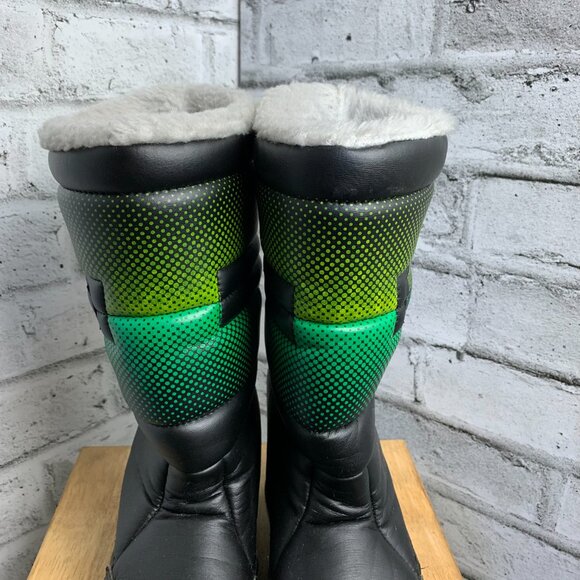 Vintage Snow Boots Mens 8 Black Green Faux Fur Lined Retro 80s Winter Apres Ski main image 7